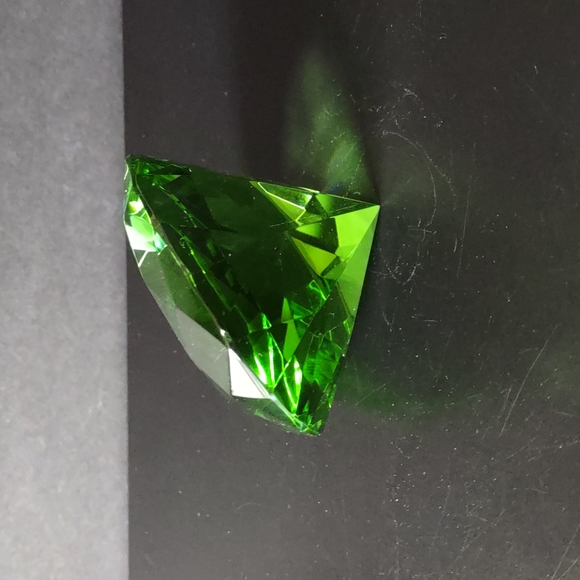 Emerald Green Faceted Crystal Paperweight - Picture 2 of 6
